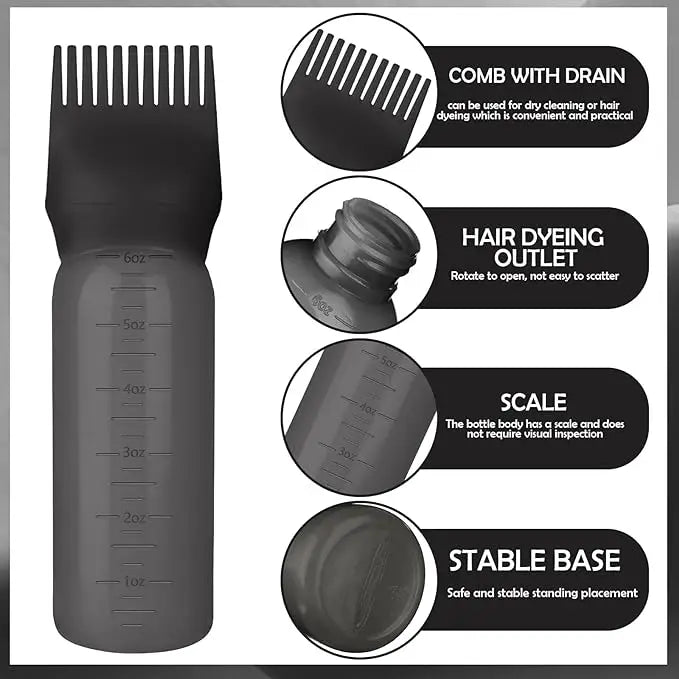 WANMEI Hair Oil Application Bottle 1pcs Hair Oil Applicator Bottle with 4pcs Pointed Mouth Cover for All Hair Types, Plastic Hai
