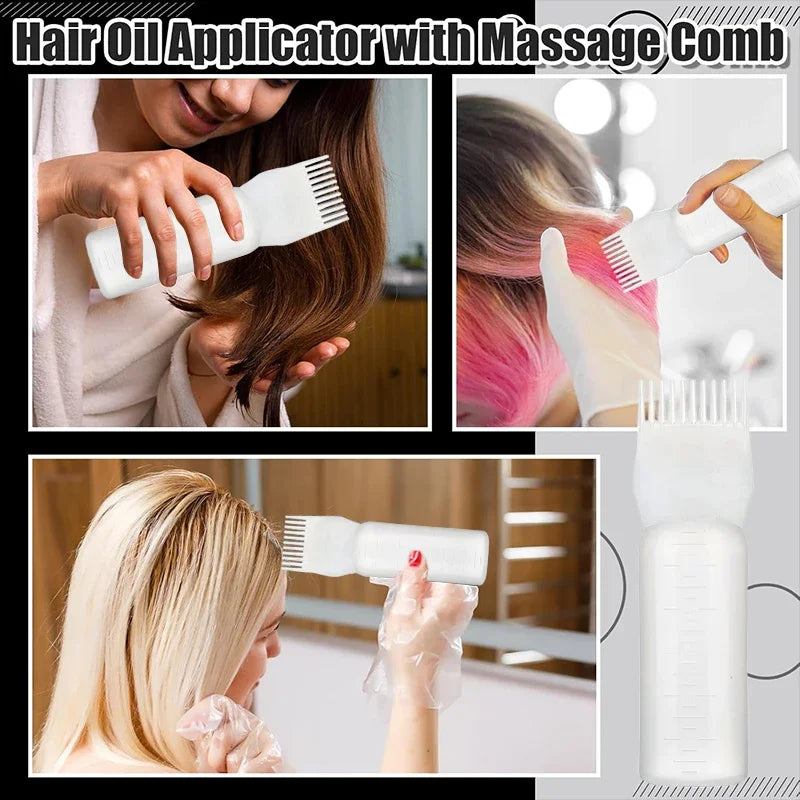 WANMEI Hair Oil Application Bottle 1pcs Hair Oil Applicator Bottle with 4pcs Pointed Mouth Cover for All Hair Types, Plastic Hai