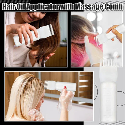WANMEI Hair Oil Application Bottle 1pcs Hair Oil Applicator Bottle with 4pcs Pointed Mouth Cover for All Hair Types, Plastic Hai