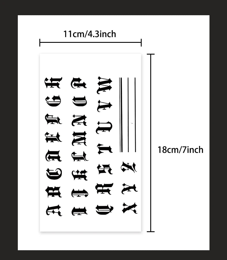 Long-lasting waterproof tattoo stickers simulated non-reflective temporary tattoo English pattern finger arm fake tattoo