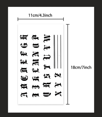 Long-lasting waterproof tattoo stickers simulated non-reflective temporary tattoo English pattern finger arm fake tattoo
