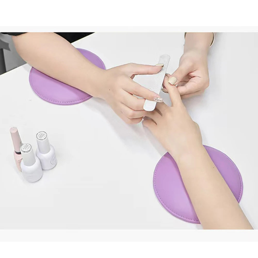 Round Microfiber Leather Elbow Rest Pad Professional Non-Slip Nail Technician Hand Rest Pillow for nail Salon Manicure Elbow Pad