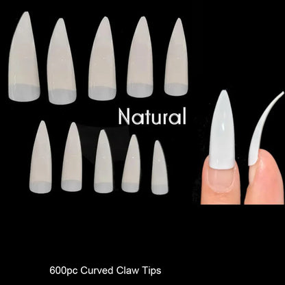 500/550pcs Water Pipe Square Shape Tips For Acrylic False Nail,XL Clear/Nature Half Cover False Nail Tips Extensions Capsules