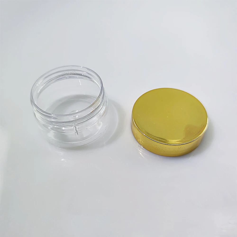 20pcs/lot 30/50/60/80mlStorage Jars With Gold Lids Round Canister Empty Plastic Cosmetic Jars Food Travel Bottle Pot