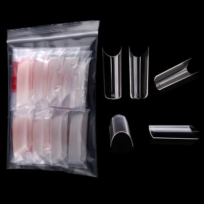 500/550pcs Water Pipe Square Shape Tips For Acrylic False Nail,XL Clear/Nature Half Cover False Nail Tips Extensions Capsules