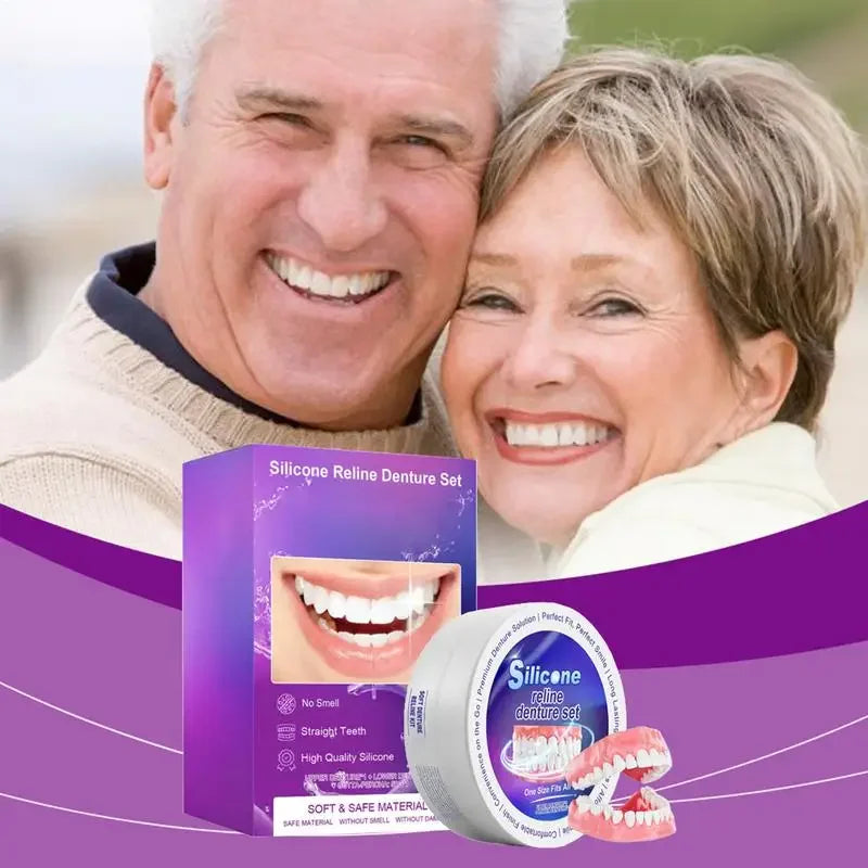 New Silicone Denture Set Temporary Orthodontic Teeth Fit Fake Teeth Oral Hygiene Care Whitening Simulation Braces for Daily Use