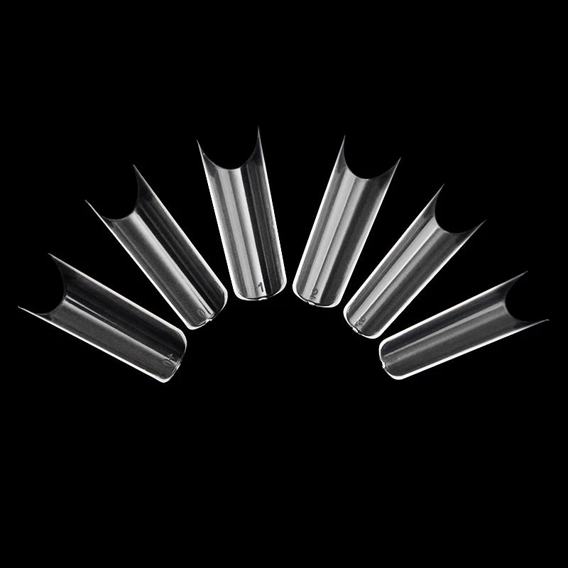 500/550pcs Water Pipe Square Shape Tips For Acrylic False Nail,XL Clear/Nature Half Cover False Nail Tips Extensions Capsules