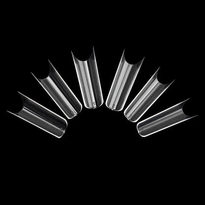 500/550pcs Water Pipe Square Shape Tips For Acrylic False Nail,XL Clear/Nature Half Cover False Nail Tips Extensions Capsules