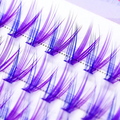 Moonlily Blue Purple Mix Color Lashes Cluster Eyelash Extension Natural Long Volume Effect Faux Bunche Individual Makeup Cilias