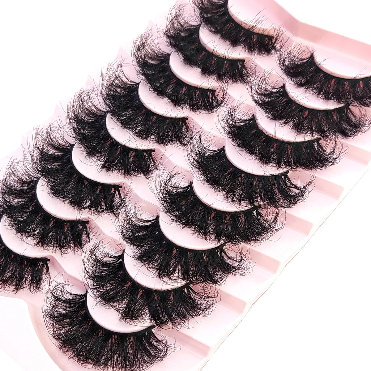 HBZGTLAD 5/8 Pairs of Natural Russian Striped Mink Lashes 3D False Lashes Volume Wavy False Lashes Eyelash Extensions Makeup