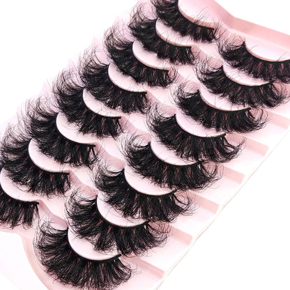 HBZGTLAD 5/8 Pairs of Natural Russian Striped Mink Lashes 3D False Lashes Volume Wavy False Lashes Eyelash Extensions Makeup
