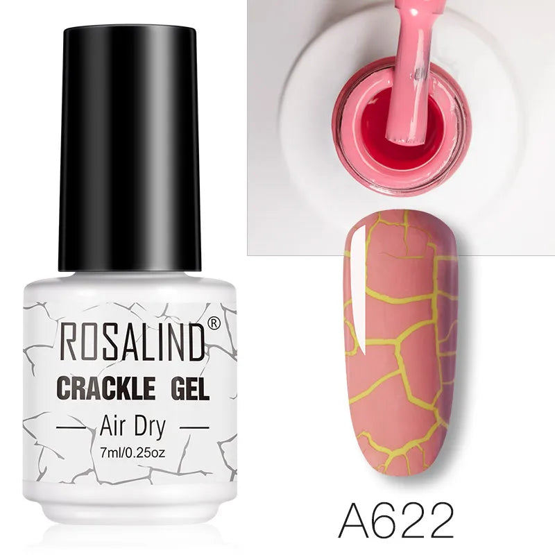 ROSALIND 12 Colors Crackle Gel Nail Polish Cracking Nail Lacquer Quick Drying Nail Art Gel For UV Semi Permanent Base Top Coat
