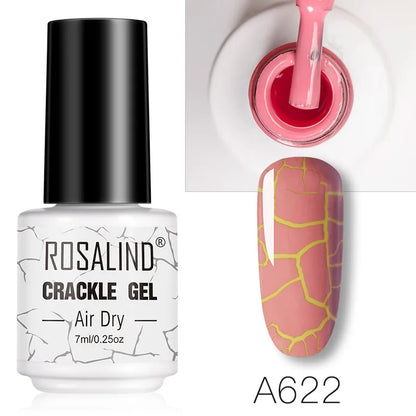 ROSALIND 12 Colors Crackle Gel Nail Polish Cracking Nail Lacquer Quick Drying Nail Art Gel For UV Semi Permanent Base Top Coat