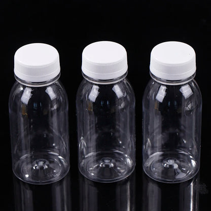 6Pcs 200ML Transparent Kids Water Bottle Plastic Juice Bottle PET Milk Beverage Bottle With Lid Portable Empty Water Bottles