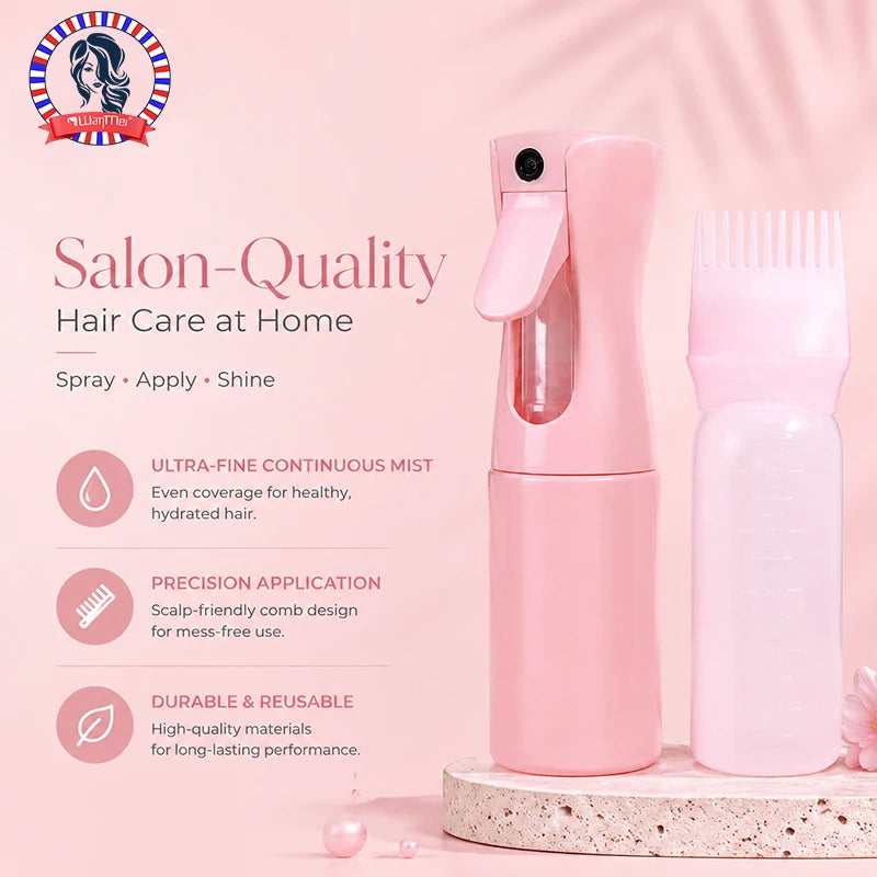 Hair Oil Applicator Set, Root Comb Applicator, Hair Oil Applicator, Fine Mist Sprayer, Hair Dye Bottle, Barber Shop Tools, 2 Pcs
