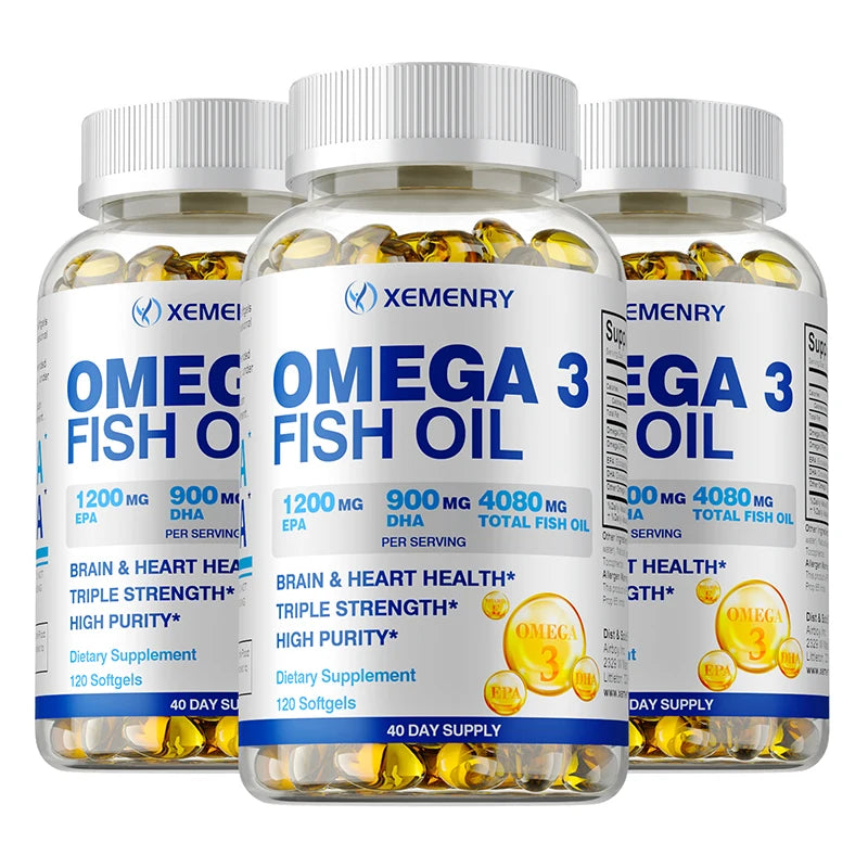 Omega-3 Fish Oil Rich in DHA and EPA - Improve Bad Mood, Relieve Stress, Strengthen The Brain, Improve Memory & Intelligence