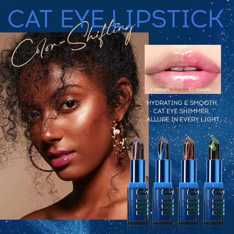 MLSMILE New Upgrade Cat Eye Temperature Change Thousands Of Colors Fine Glitter Non-Stick Cup Color Changing Lipstick