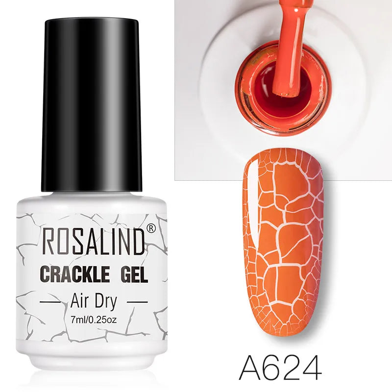 ROSALIND 12 Colors Crackle Gel Nail Polish Cracking Nail Lacquer Quick Drying Nail Art Gel For UV Semi Permanent Base Top Coat