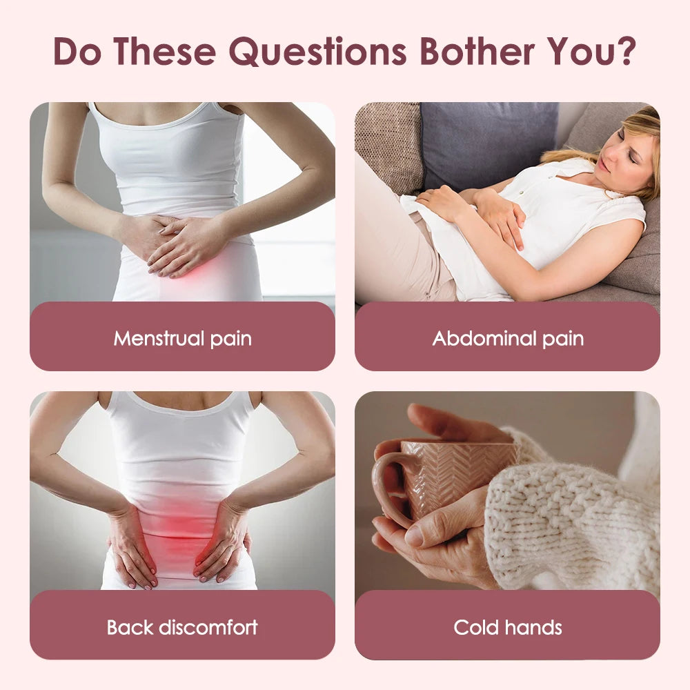 Heated Massage Warming Palace Belt Electric Period Cramp Massager for Menstrual Waist Stomach Abdominal Vibrating Heating Pad