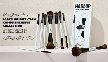 Jessup Makeup Brushes Set 2/3/6/10PCS,Double Sided Foundation Contour Brush Blush Blending Eyeshadow Concealer Cruelty Free T500