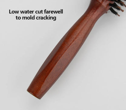 Porcine Bristle Solid Wood Curly Hair Comb Square Handle Hair Styling Roller Comb Flat Rolling Hair Root Fluffy Comb Hairbrush