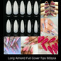 500/550pcs Water Pipe Square Shape Tips For Acrylic False Nail,XL Clear/Nature Half Cover False Nail Tips Extensions Capsules