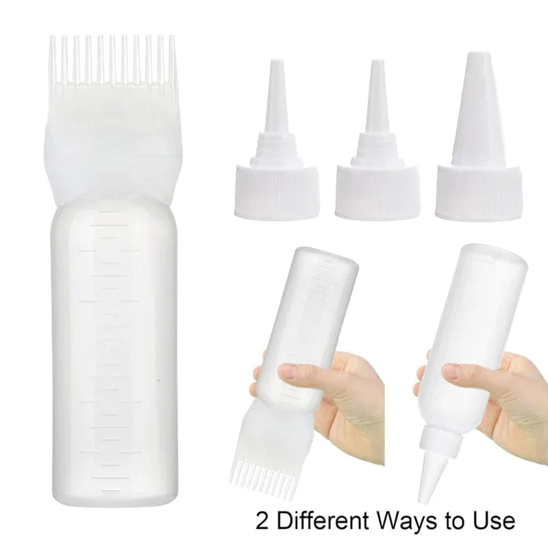 WANMEI Hair Oil Application Bottle 1pcs Hair Oil Applicator Bottle with 4pcs Pointed Mouth Cover for All Hair Types, Plastic Hai