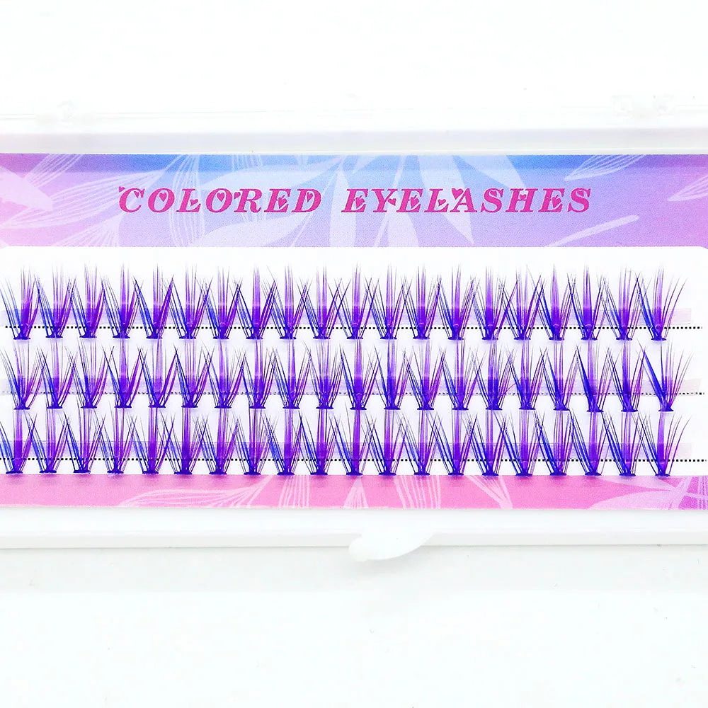 Moonlily Blue Purple Mix Color Lashes Cluster Eyelash Extension Natural Long Volume Effect Faux Bunche Individual Makeup Cilias
