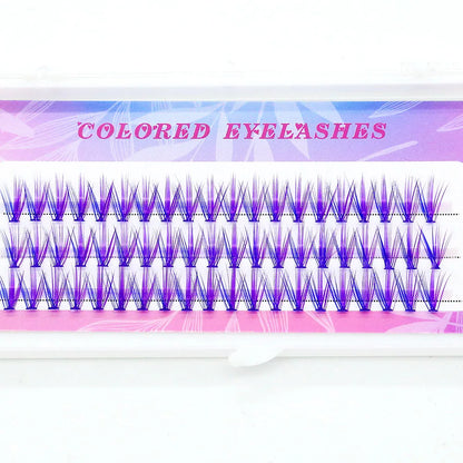 Moonlily Blue Purple Mix Color Lashes Cluster Eyelash Extension Natural Long Volume Effect Faux Bunche Individual Makeup Cilias