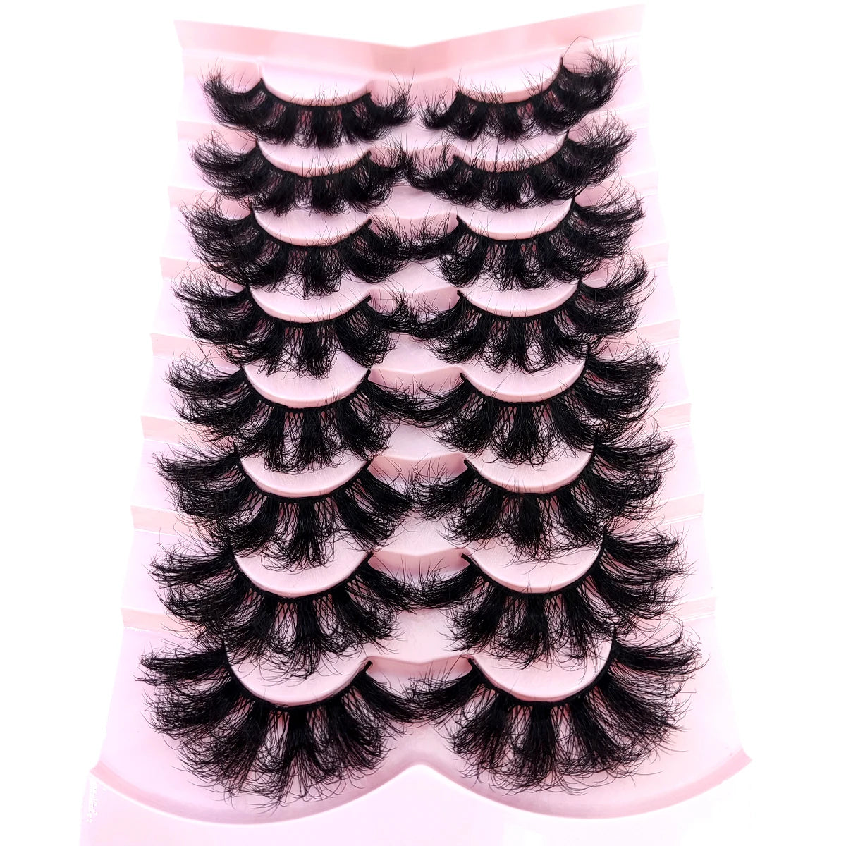 HBZGTLAD 5/8 Pairs of Natural Russian Striped Mink Lashes 3D False Lashes Volume Wavy False Lashes Eyelash Extensions Makeup