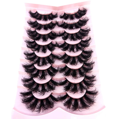 HBZGTLAD 5/8 Pairs of Natural Russian Striped Mink Lashes 3D False Lashes Volume Wavy False Lashes Eyelash Extensions Makeup