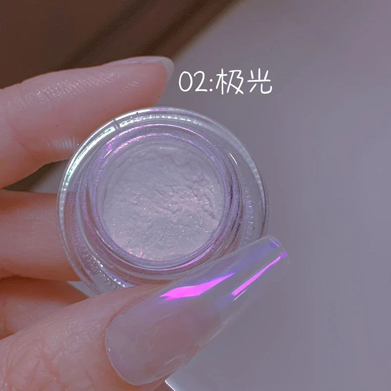 1jar Shiny Moonlight White Magic Mirror Nail Powder High Gloss Aurora Ultra-fine Nail Dust Pigment Super Bright Manicure Glitter