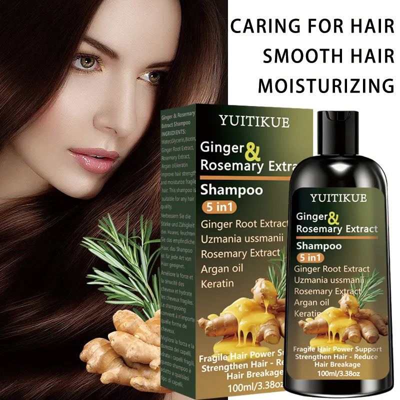 YUITIKUE Ginger & Rosemary Extract Shampoo 5-in-1: Intensive Nourish, Strengthen Hair, Reduce Breakage