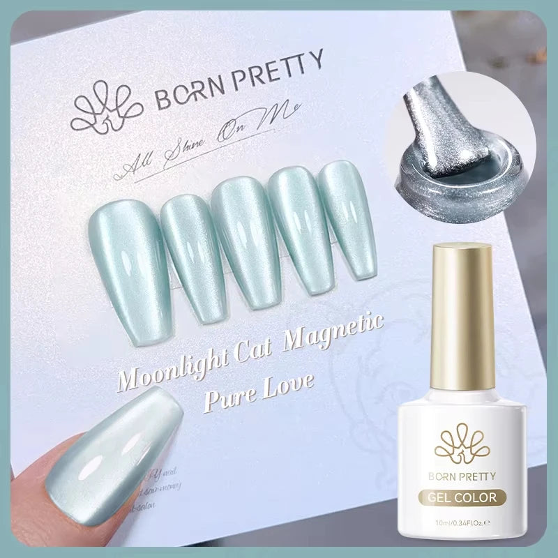 BORN PRETTY Sparkling Glass Bead Cat Magnetic Gel Nail Polish Flash White Spar Red Color Semi Permanent Soak Off UV Gel Varnish