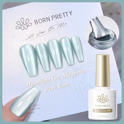 BORN PRETTY Sparkling Glass Bead Cat Magnetic Gel Nail Polish Flash White Spar Red Color Semi Permanent Soak Off UV Gel Varnish