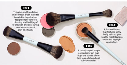 Jessup Makeup Brushes Set 2/3/6/10PCS,Double Sided Foundation Contour Brush Blush Blending Eyeshadow Concealer Cruelty Free T500