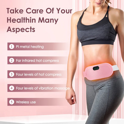Heated Massage Warming Palace Belt Electric Period Cramp Massager for Menstrual Waist Stomach Abdominal Vibrating Heating Pad