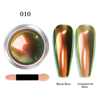 12-Color Glitter Magic Mirror Nail Powder Chameleon Aurora Pigments Multi-Chrome Shift Pigment Iridescent Rainbow Holo Nail Art*