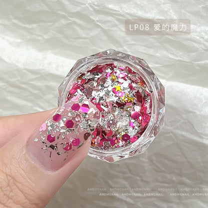 1Pc Mixed Shapes Sparkle Nail Glitter Sequins Polish Star Heart Hexagon Nail Glitter 3D Decals For Nail Shining Decorations