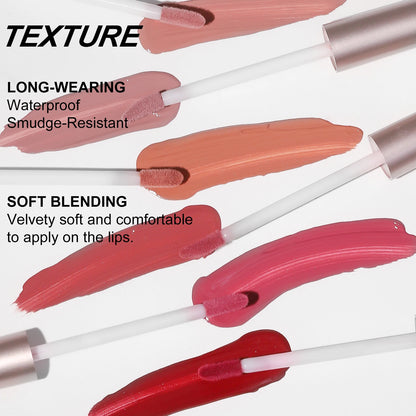 YOUNG VISION 6Pcs/Set Matte Velvet Lipgloss Waterproof Long-Lasting Liquid Lipstick for Flawless Makeup