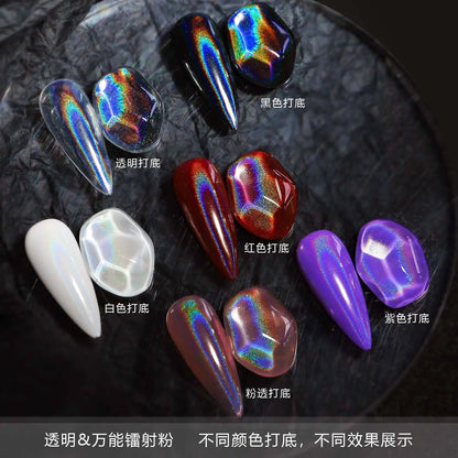 1 Jar Universal Laser Nail Glitter Holographic Powder Transparent Laser Magic Aurora Mirror Glitter UV Gel Pigment Dust