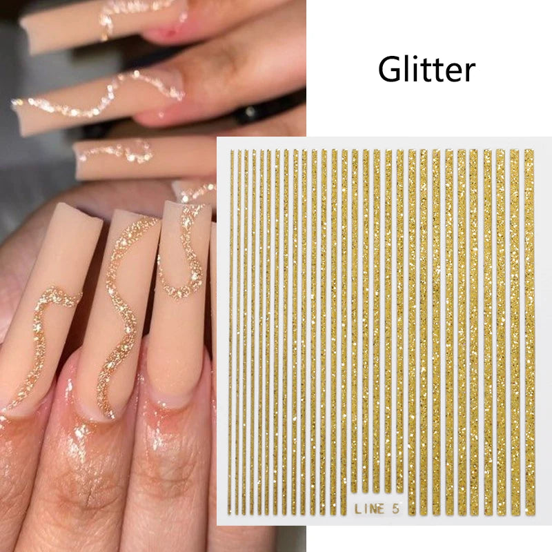 1pcs Golden 3D Metal Laser Starburst Nail Stickers Vibrant Y2K Nail Art Decorations for Manicure French Nail Art and DIY Nail
