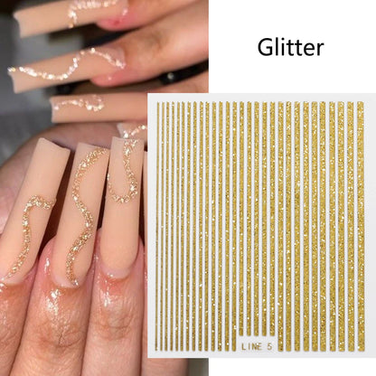 1pcs Golden 3D Metal Laser Starburst Nail Stickers Vibrant Y2K Nail Art Decorations for Manicure French Nail Art and DIY Nail