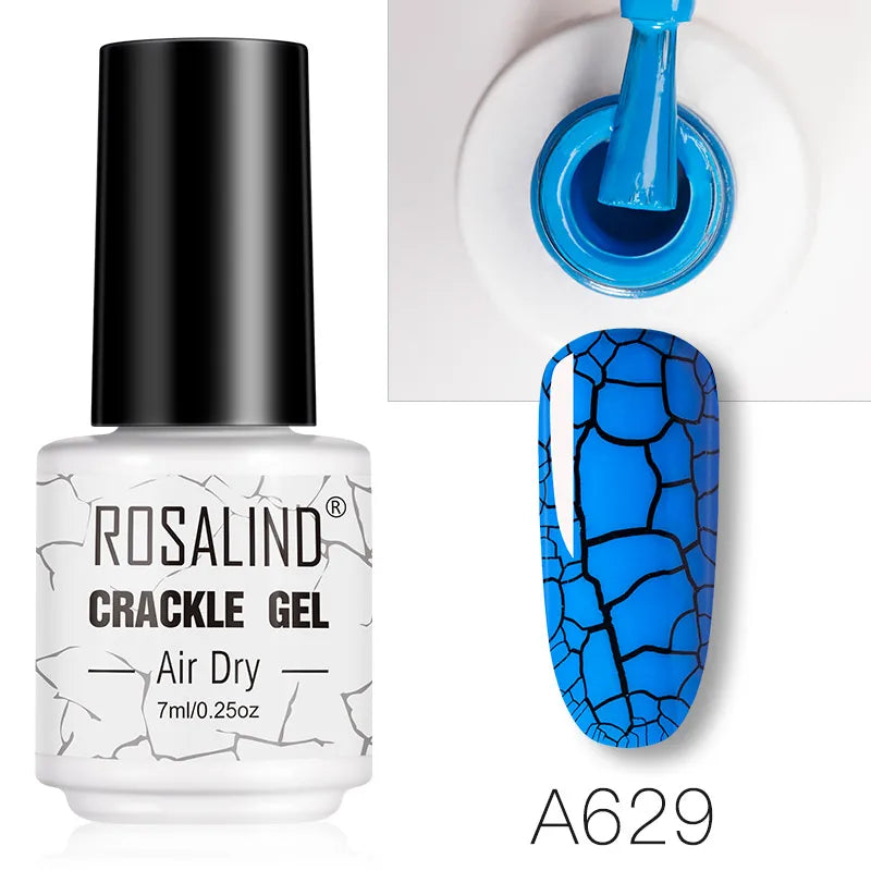 ROSALIND 12 Colors Crackle Gel Nail Polish Cracking Nail Lacquer Quick Drying Nail Art Gel For UV Semi Permanent Base Top Coat