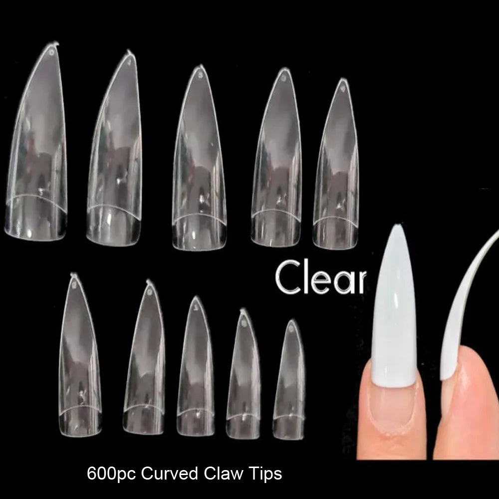 500/550pcs Water Pipe Square Shape Tips For Acrylic False Nail,XL Clear/Nature Half Cover False Nail Tips Extensions Capsules