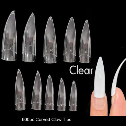 500/550pcs Water Pipe Square Shape Tips For Acrylic False Nail,XL Clear/Nature Half Cover False Nail Tips Extensions Capsules