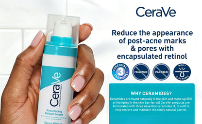 CeraVe Retinol Serum Niacinamide Licorice Root, Skin Smoothing Tone Care, Barrier Repair, Non-Comedogenic For Blemish Prone Skin