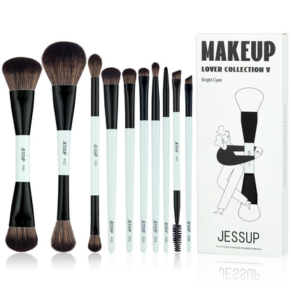 Jessup Makeup Brushes Set 2/3/6/10PCS,Double Sided Foundation Contour Brush Blush Blending Eyeshadow Concealer Cruelty Free T500