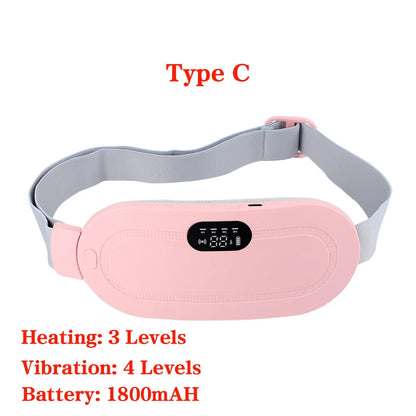 Heated Massage Warming Palace Belt Electric Period Cramp Massager for Menstrual Waist Stomach Abdominal Vibrating Heating Pad