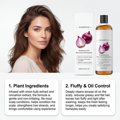 Rosemary Red Onion Shampoo Strengthen Hair Roots Reduce Hair Loss Cleaning Improve Scalp Health Control Oil Nourishing Hair Care